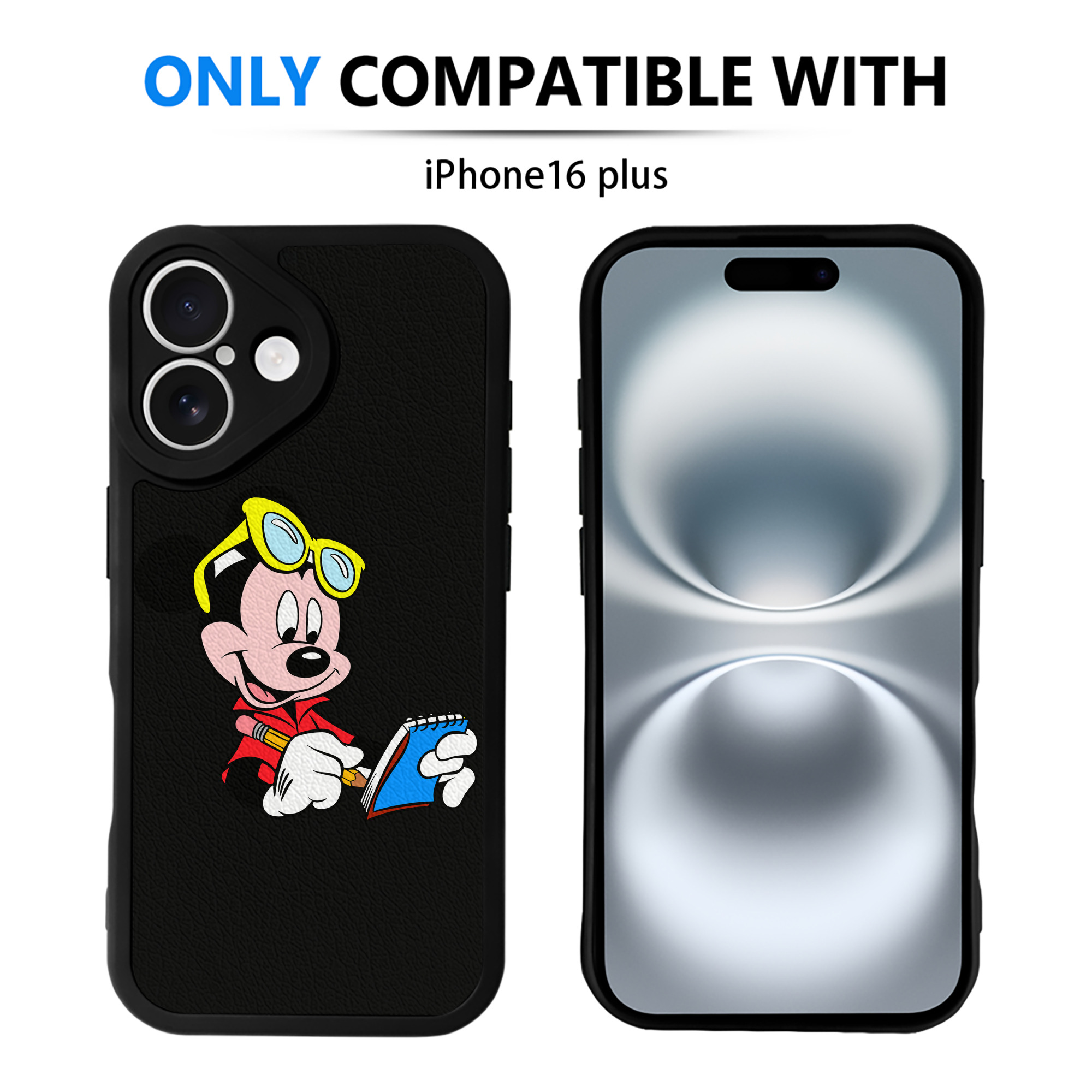 （画像用） ミッキーマウス Mickey Mouse 【iPhone 16シリーズ対応】シリコンスマホケース（レザー調） 材質：シリコン